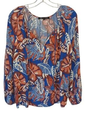 Roselyn Sanchez Leaf Print Top Size Large